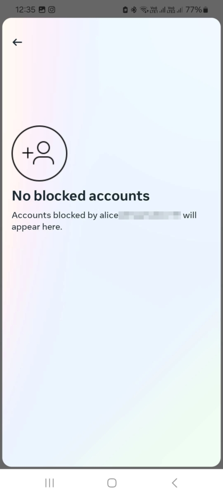 Viewing the blocked accounts section through the Family Center