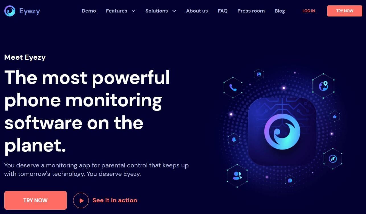 Homepage of Eyezy phone number tracker