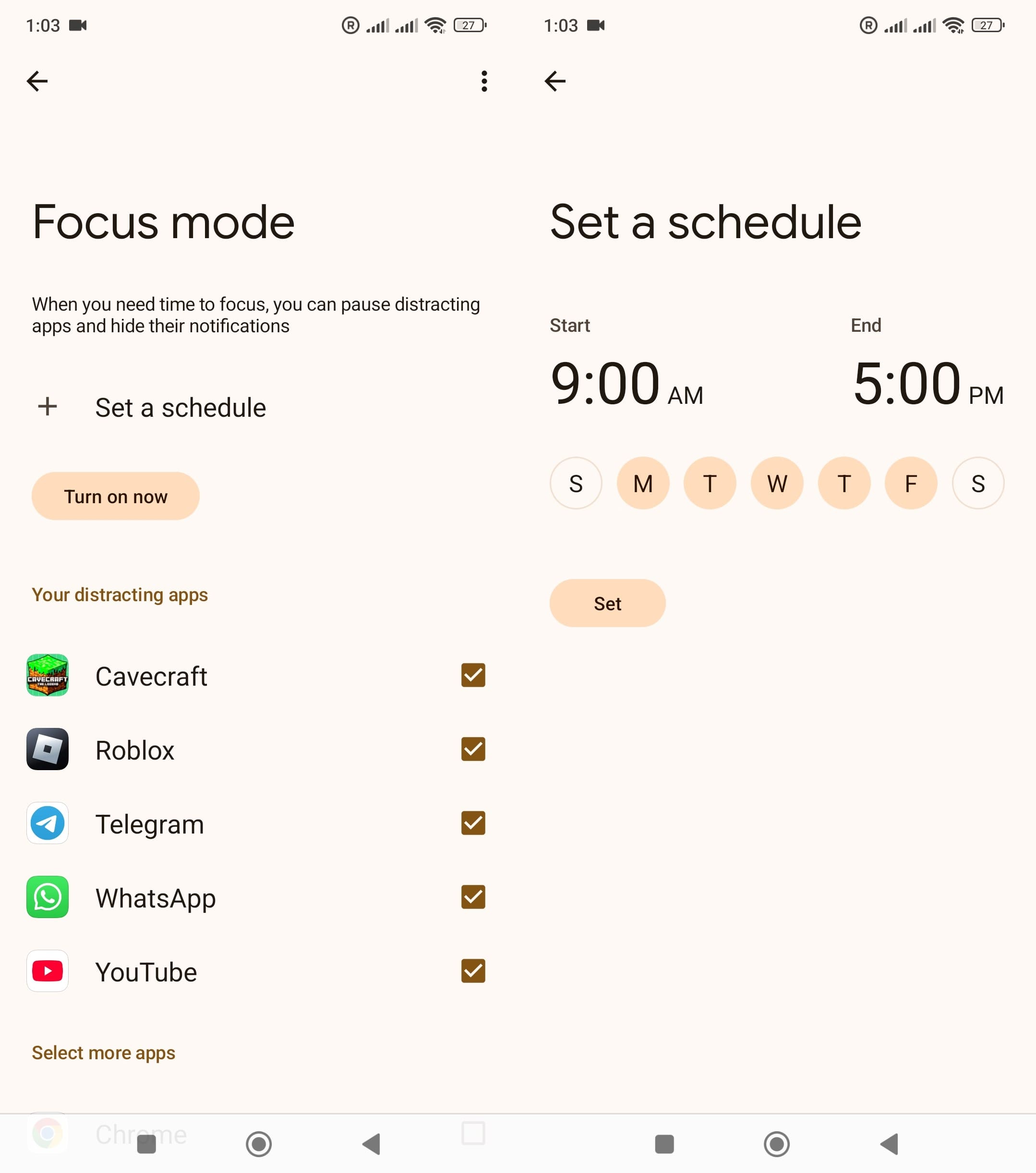setting a schedule for the focus mode on xiaomi phone through digital wellbeing for parental controls