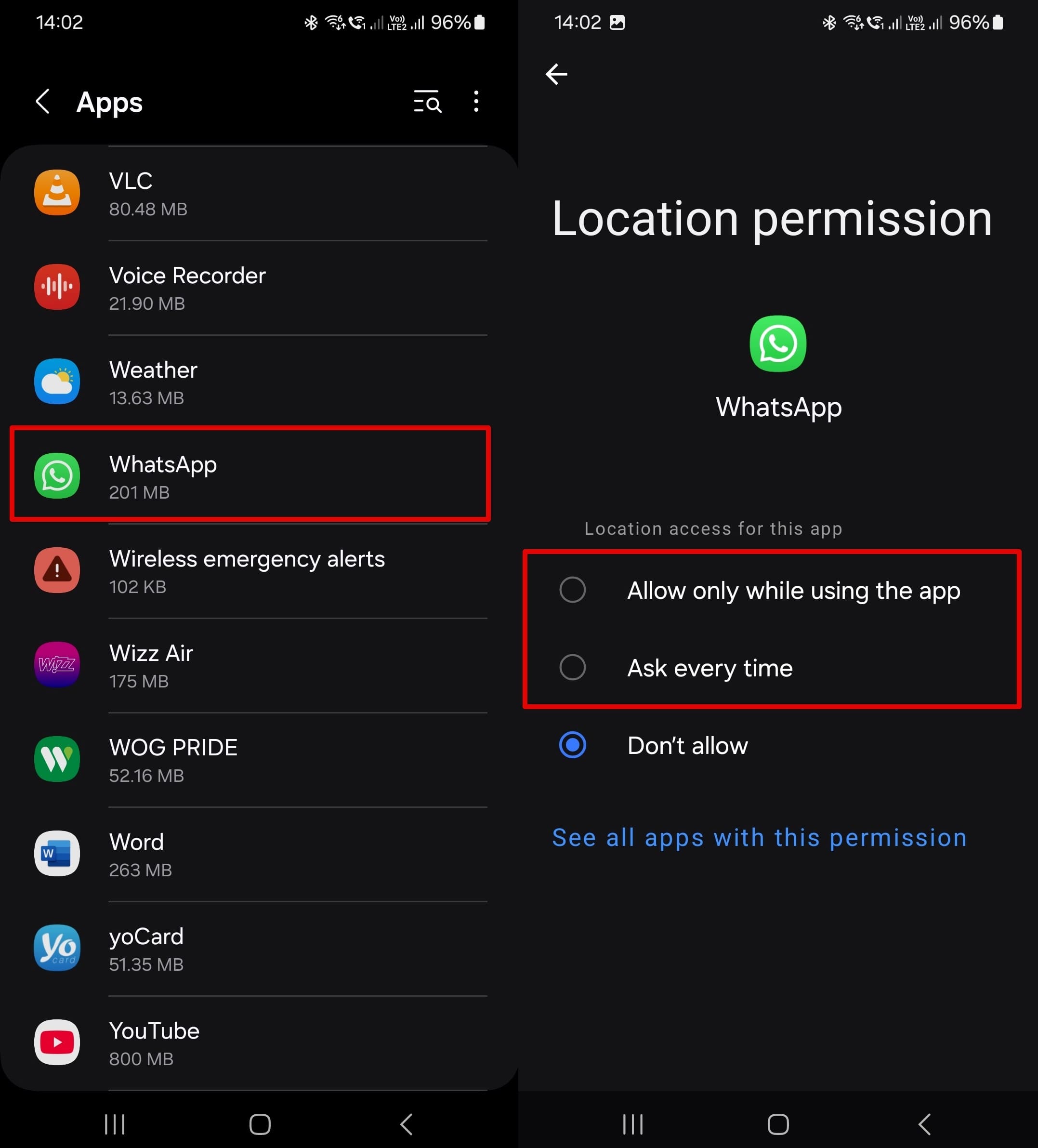 To allow location access for WhatsApp, go to your phone settings - Apps - WhatsApp - Permissions - Location permissions - manage permissions