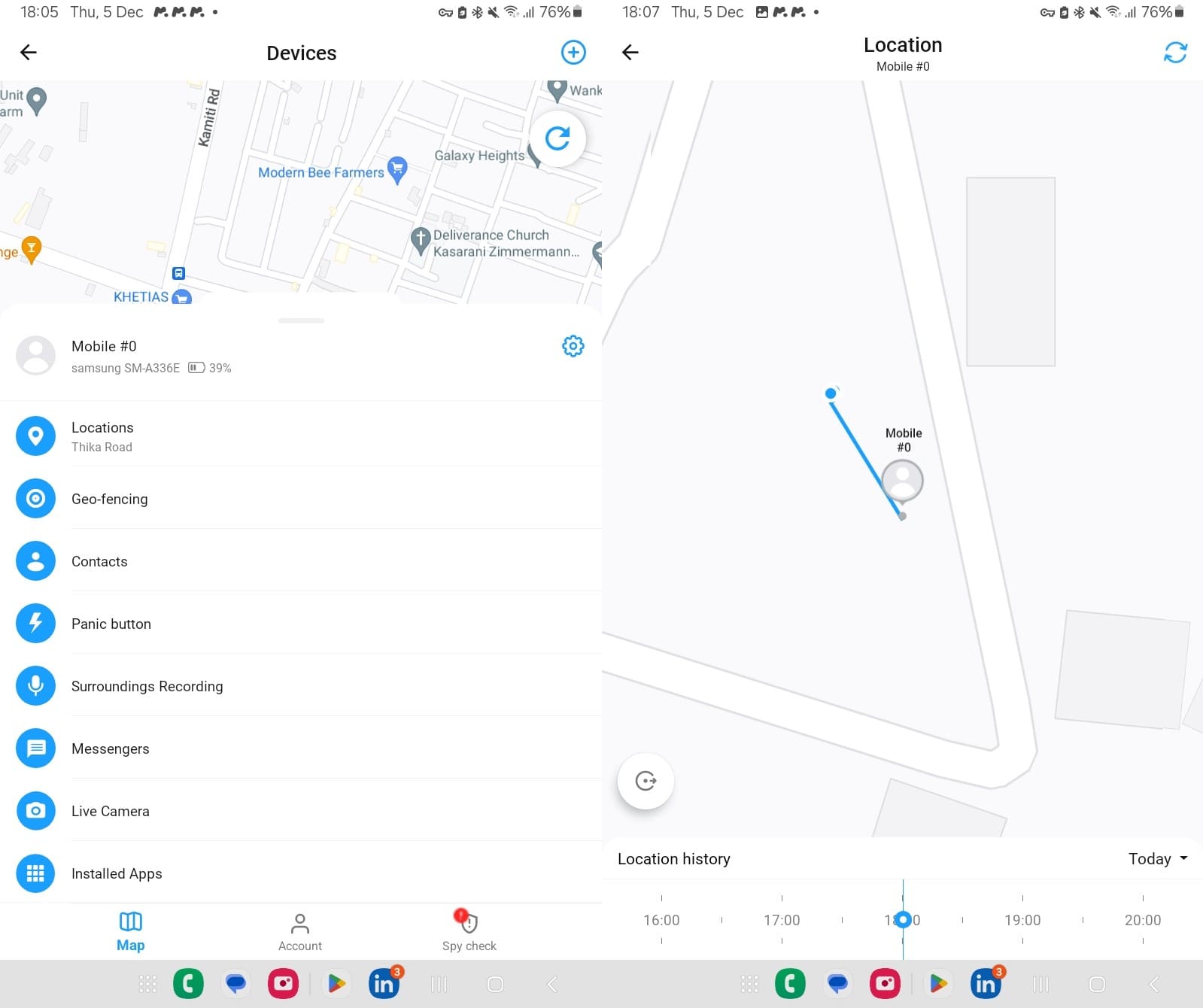 mLite features on an Android device