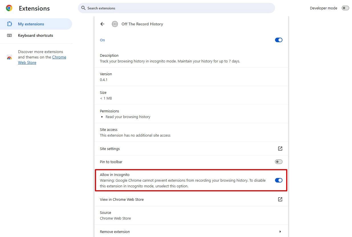 Allowing recording of incognito browsing using Off the Record extension.