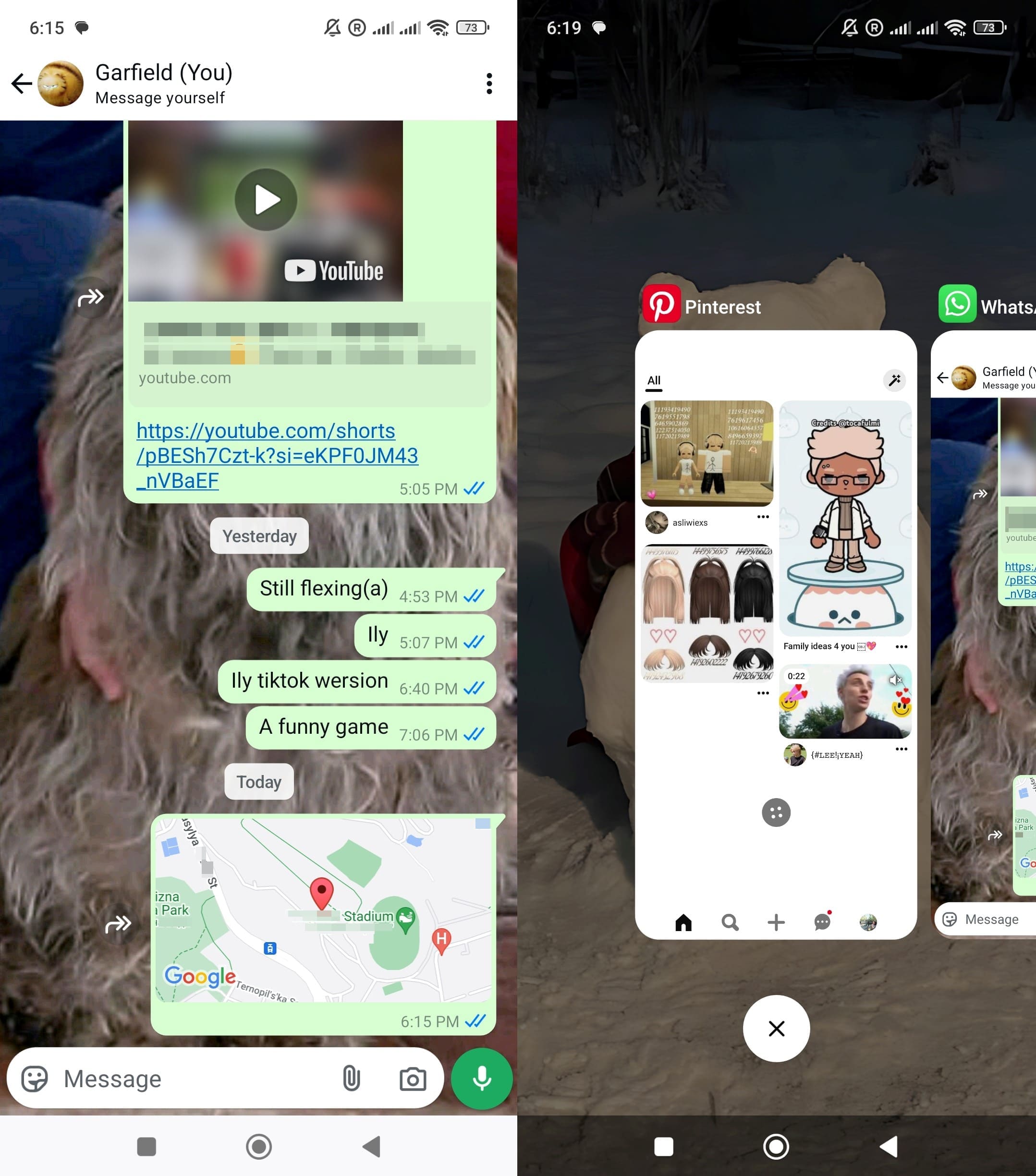 How to open recent tabs from WhatsApp chat with shared location.
