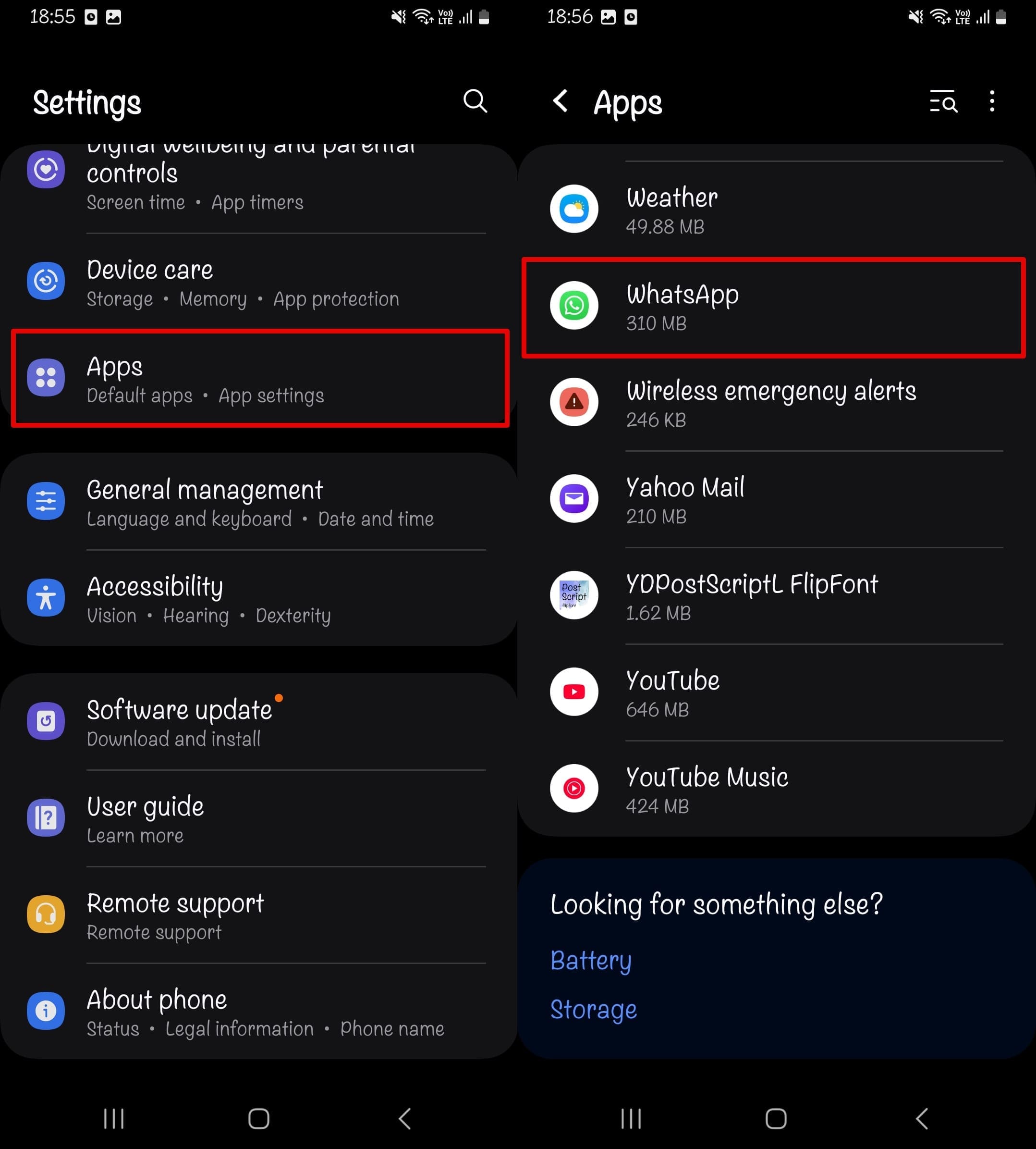 Open settings and choose WhatsApp in the apps list.