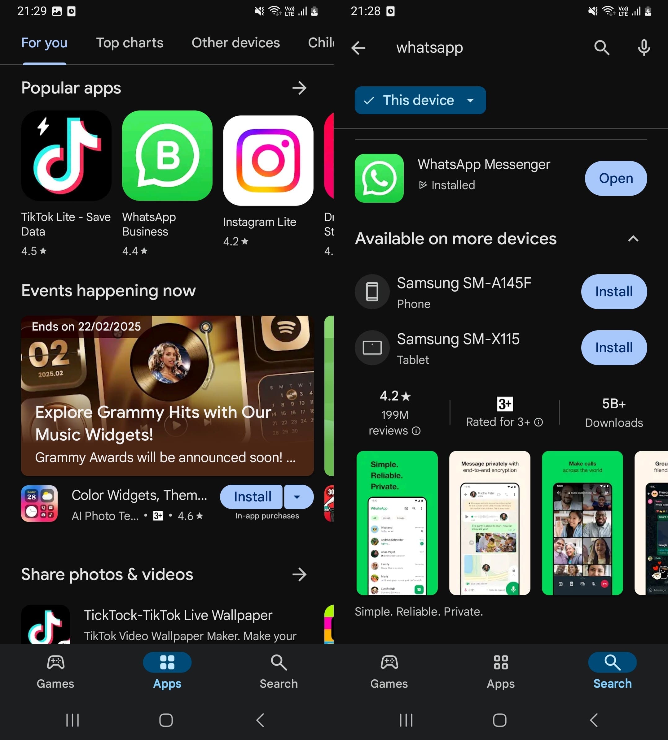 Open WhatsApp on Google Play Store to update it.