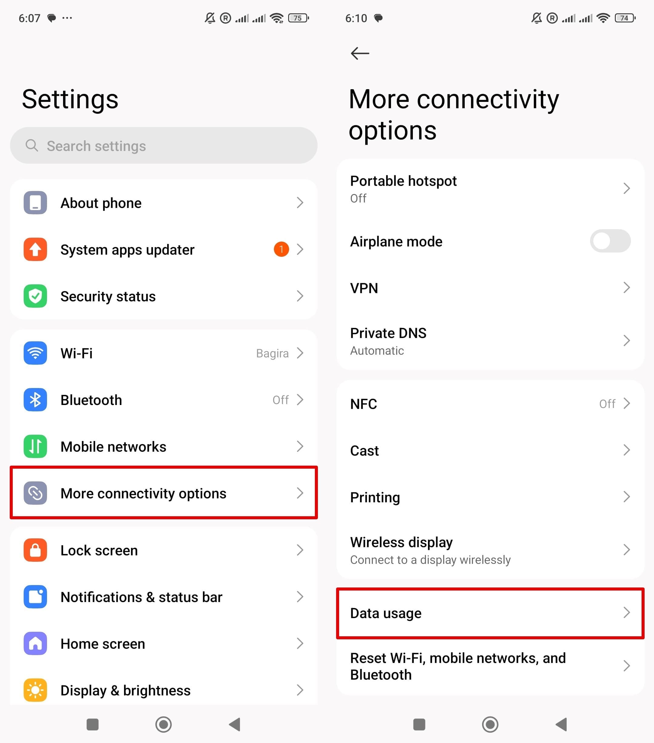 Click settings - more connectivity options - data usage on Xiaomi.