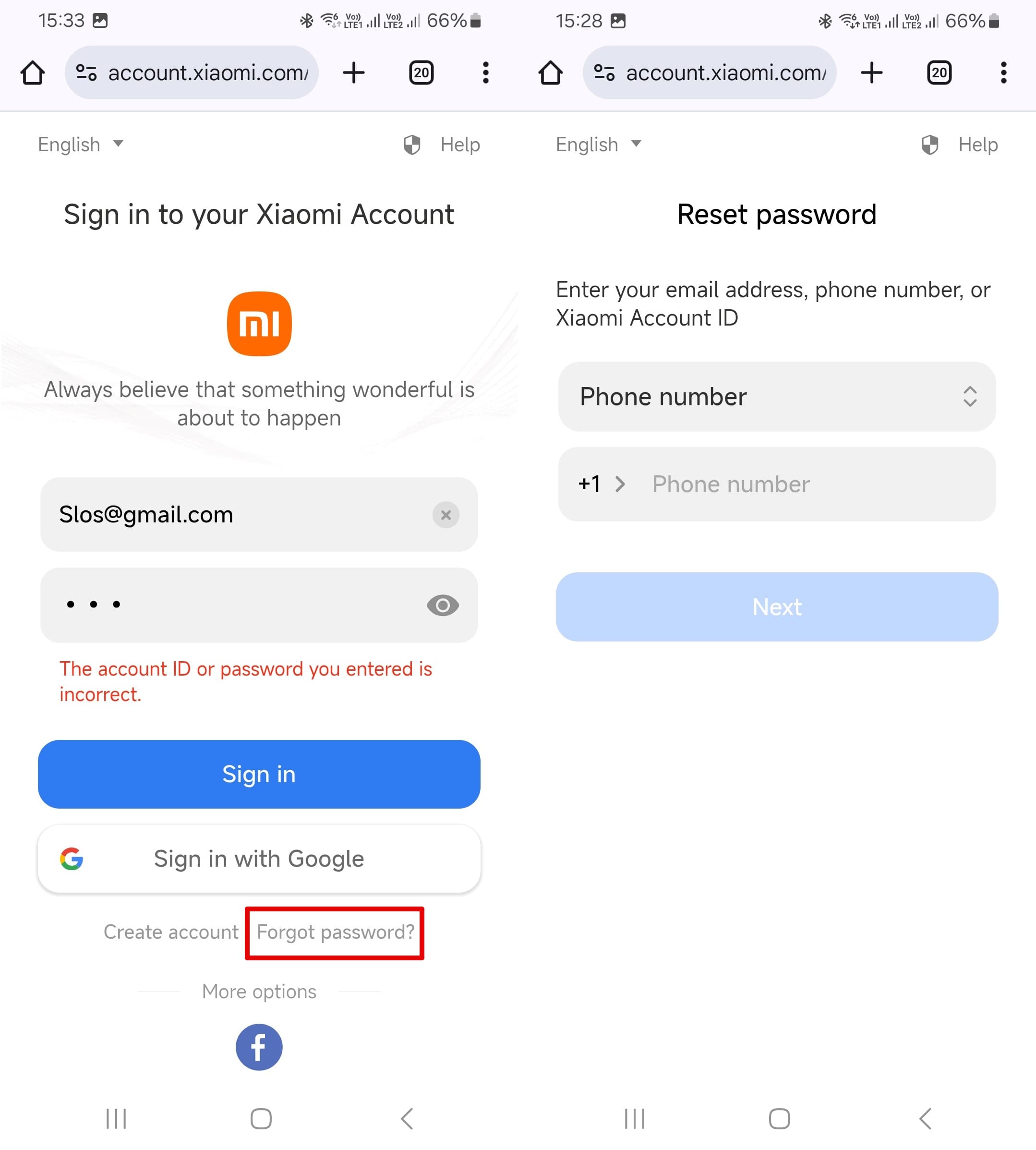 If you have forgotten your password, recover it using your phone number or email address.