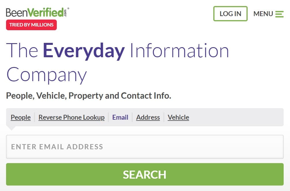 Enter the unknown email to BeenVerified search field and check it for scam.