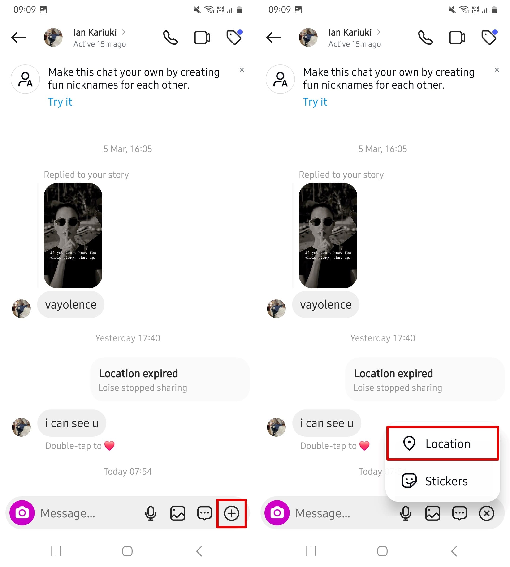 Tap the plus sign and select item location.