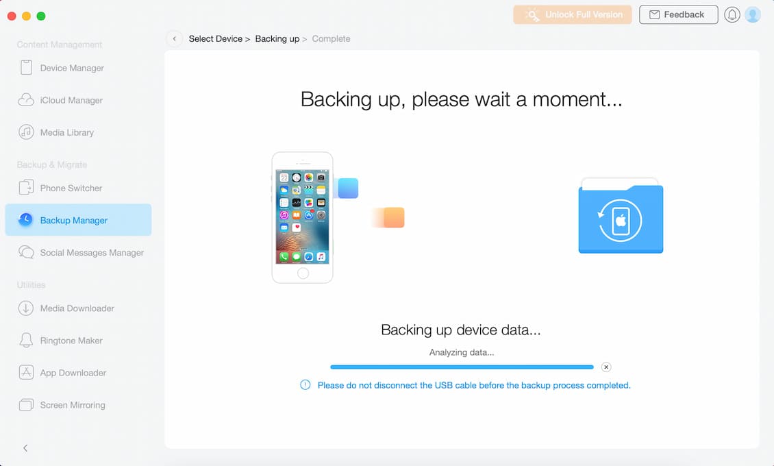 Backup data to computer to monitor iPhone over Wi-Fi.