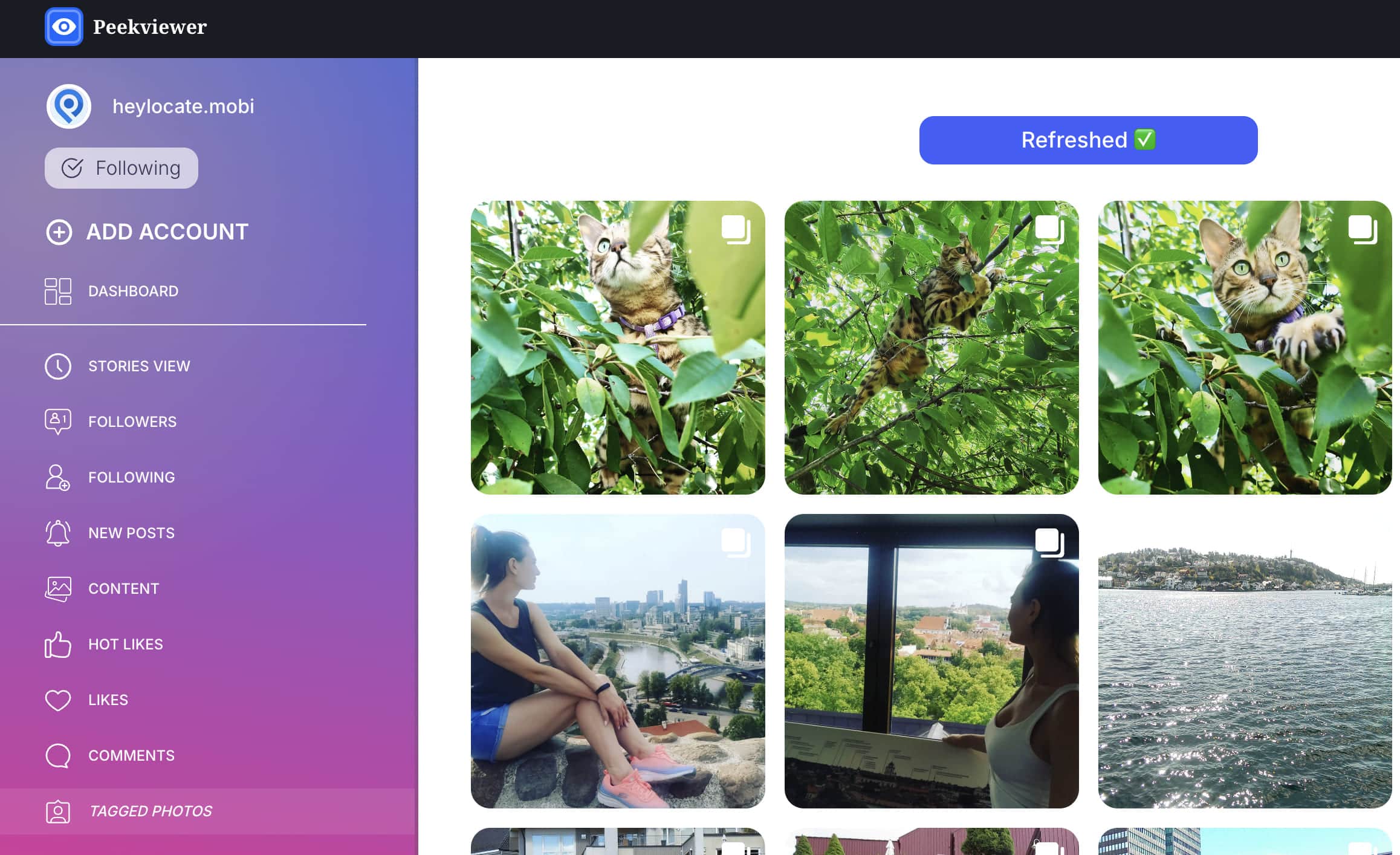 Peekviewer tagged photos feature image in the dashboard, and view photos.