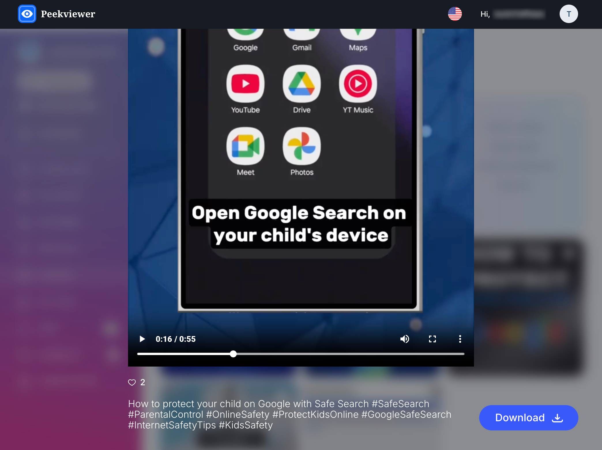 Video post with download button.