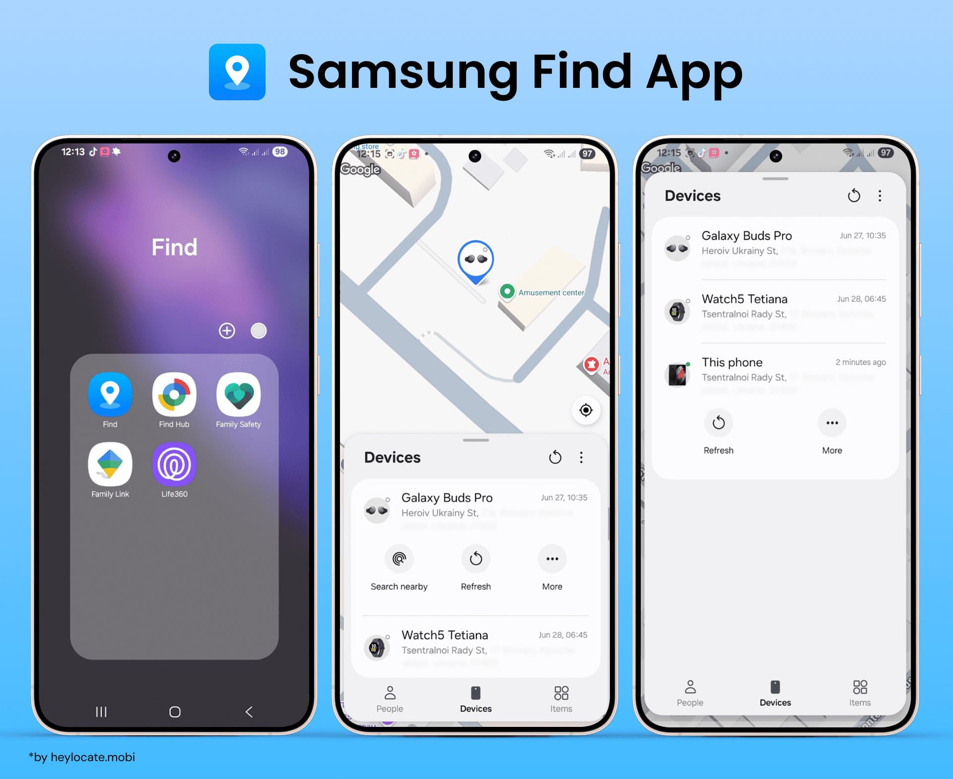 Sign in to the Samsung Find app, go to the Devices tab, and select the gadget you want to locate.