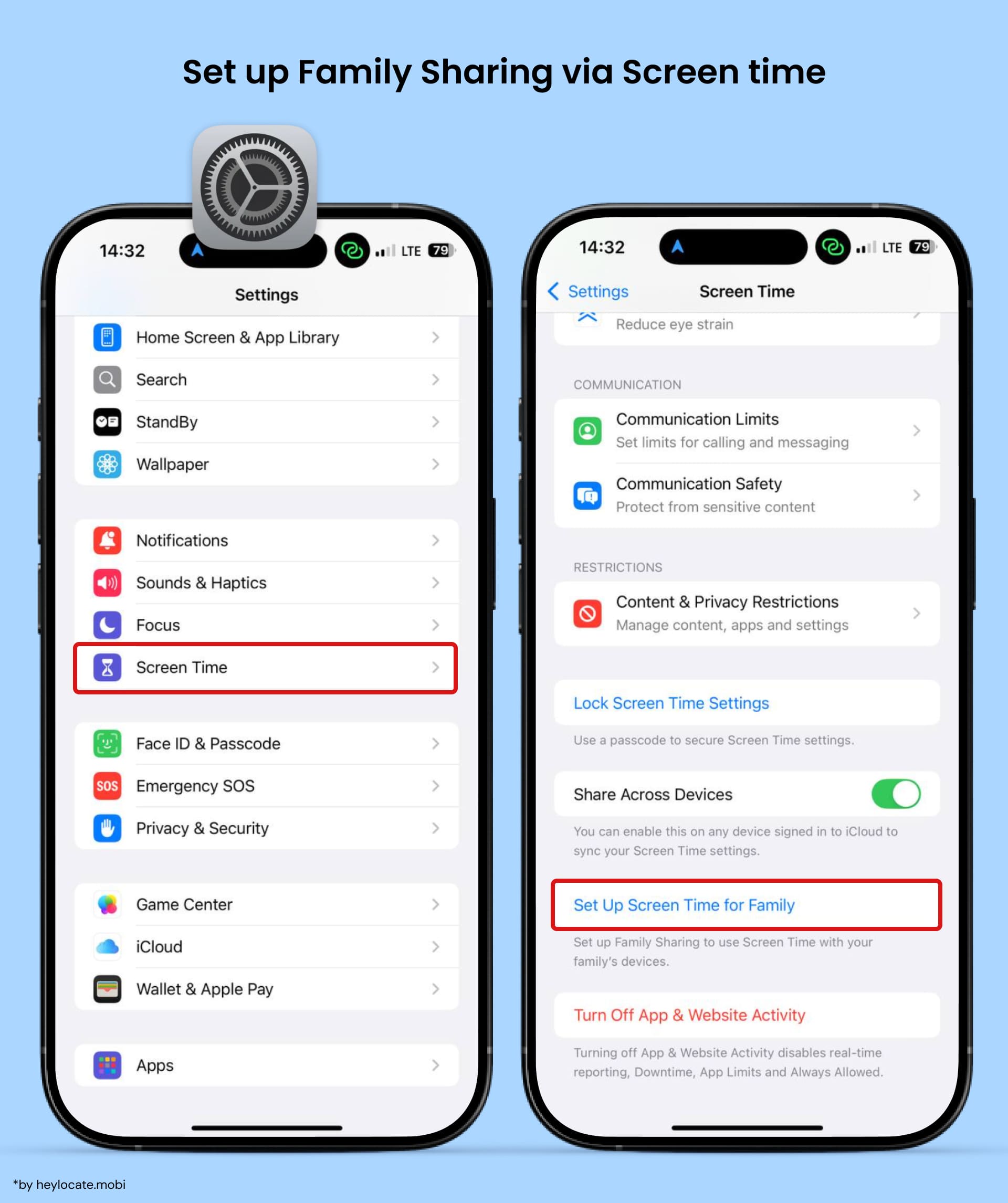 Open Settings - Screen Time - Set Up Screen Time for Family on iPhone.