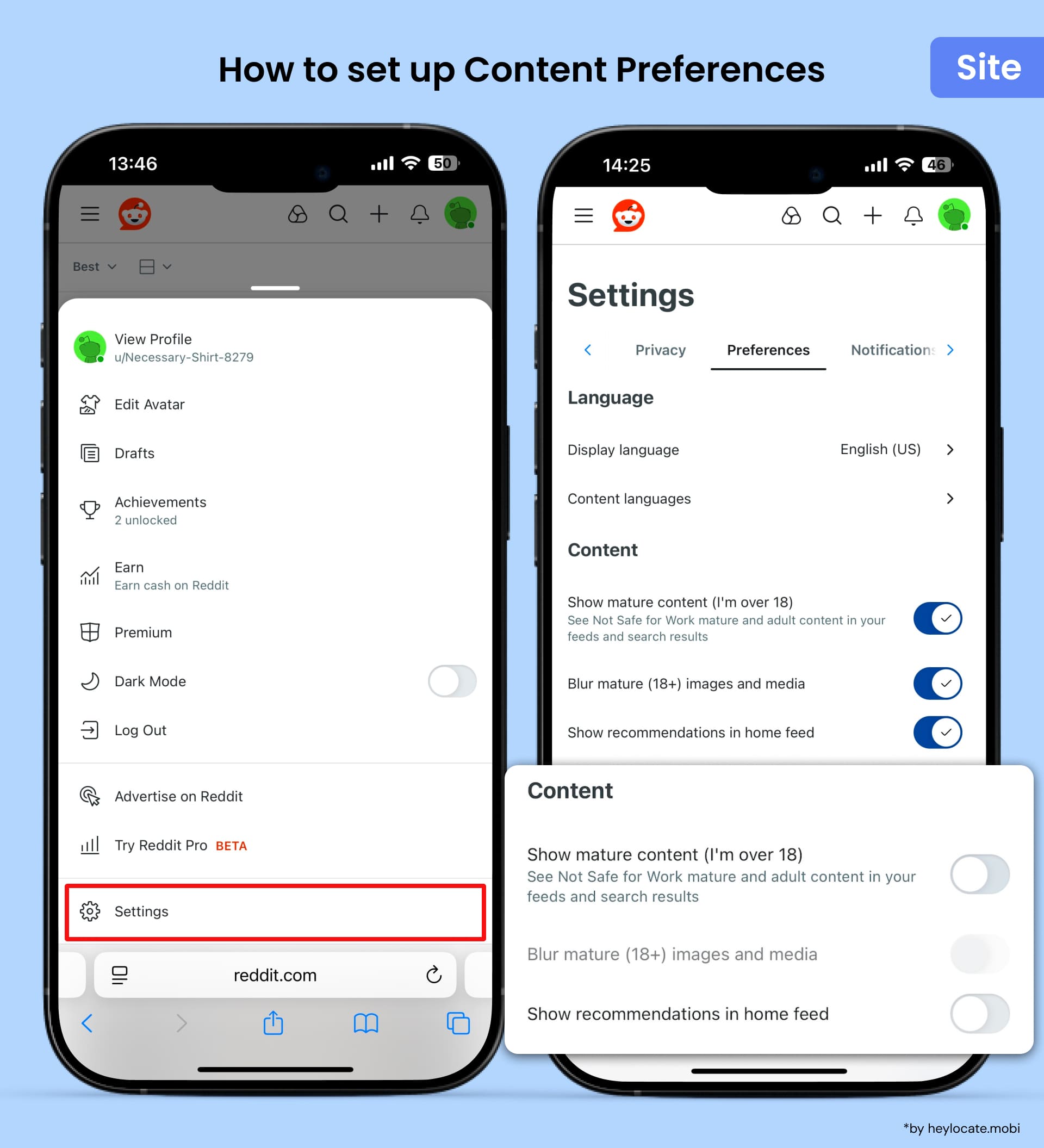 In the content display settings, disable the necessary adult content items.