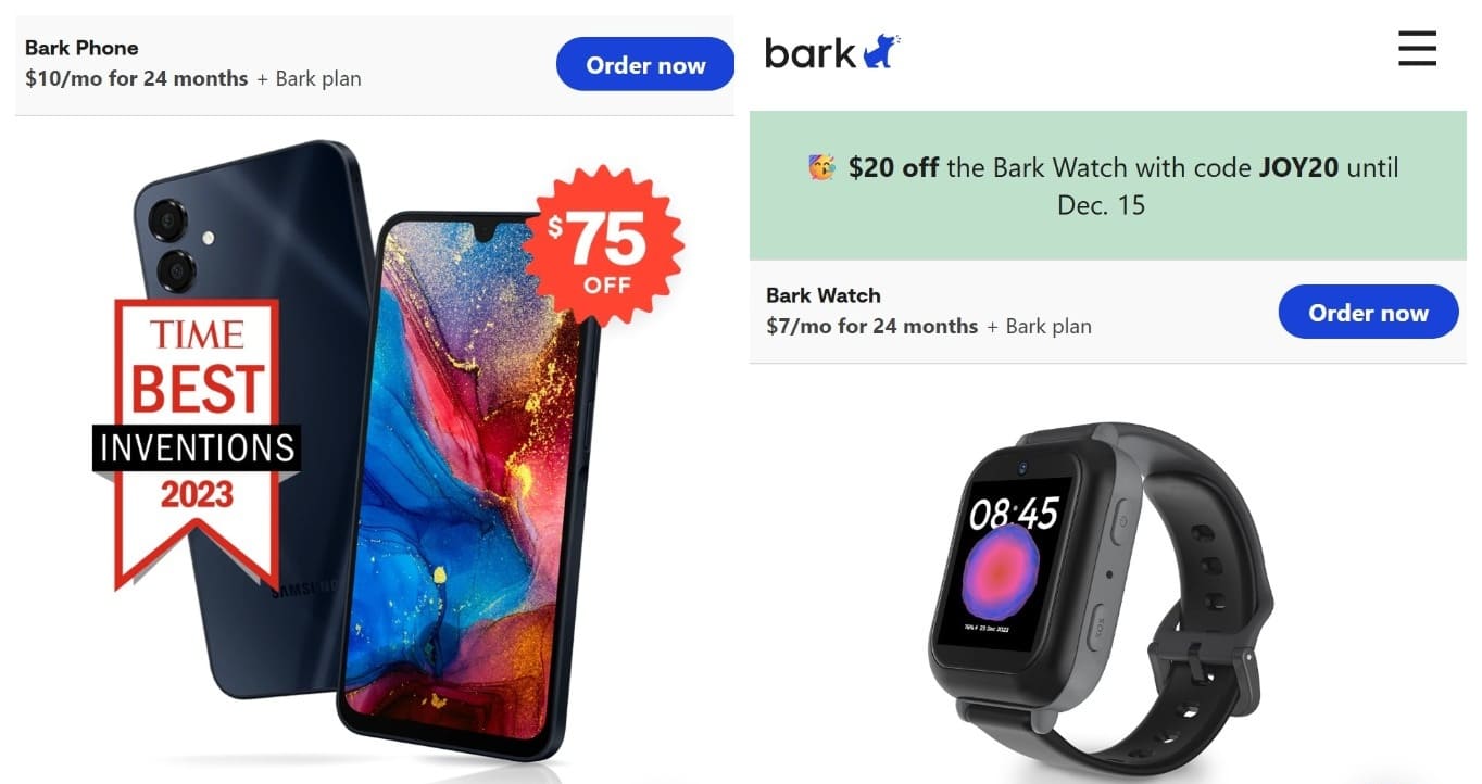 Discounts on Bark Phone and Bark Watch, special offers, and promo codes.