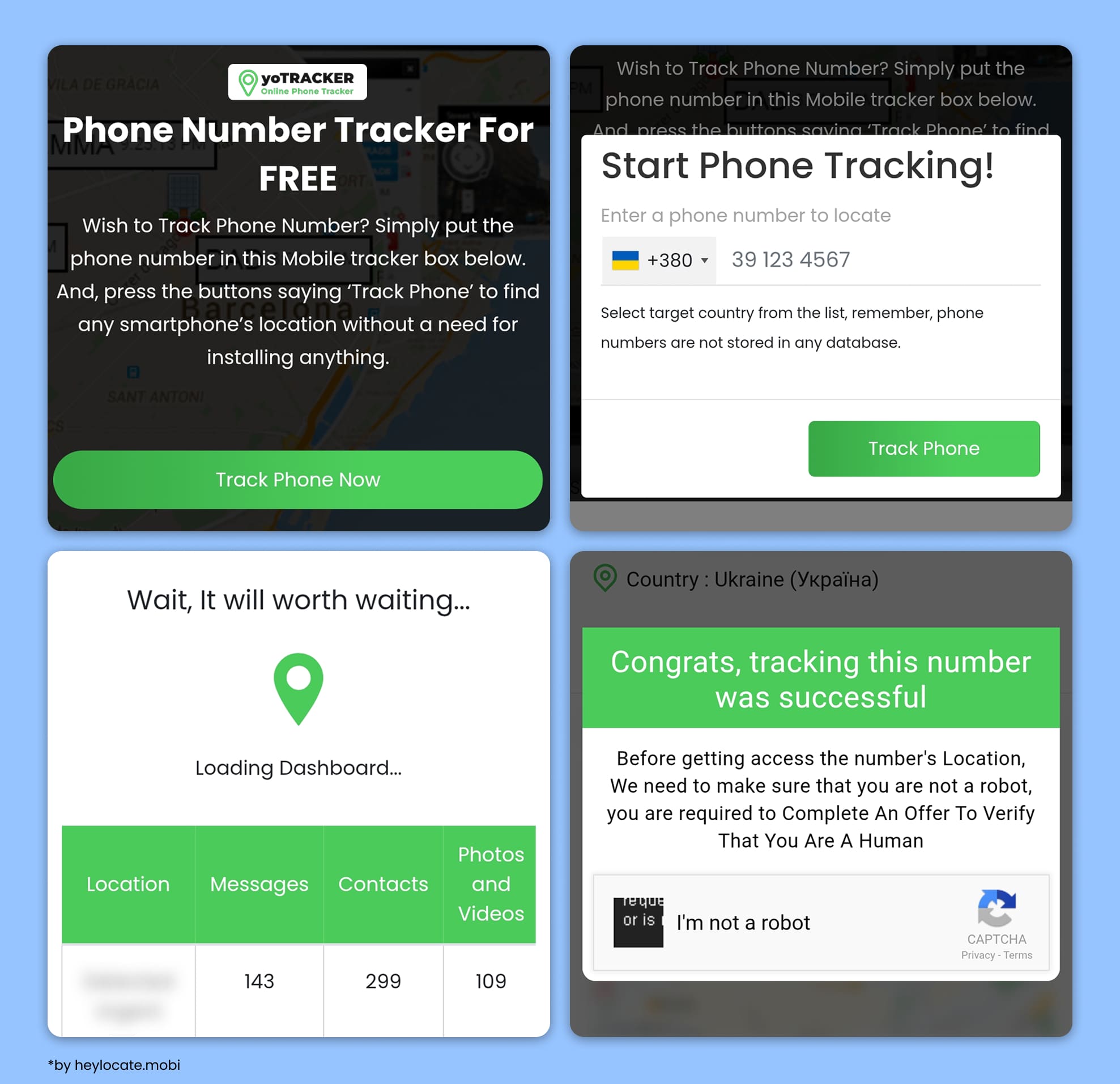 The process of searching for information by phone number and no results.