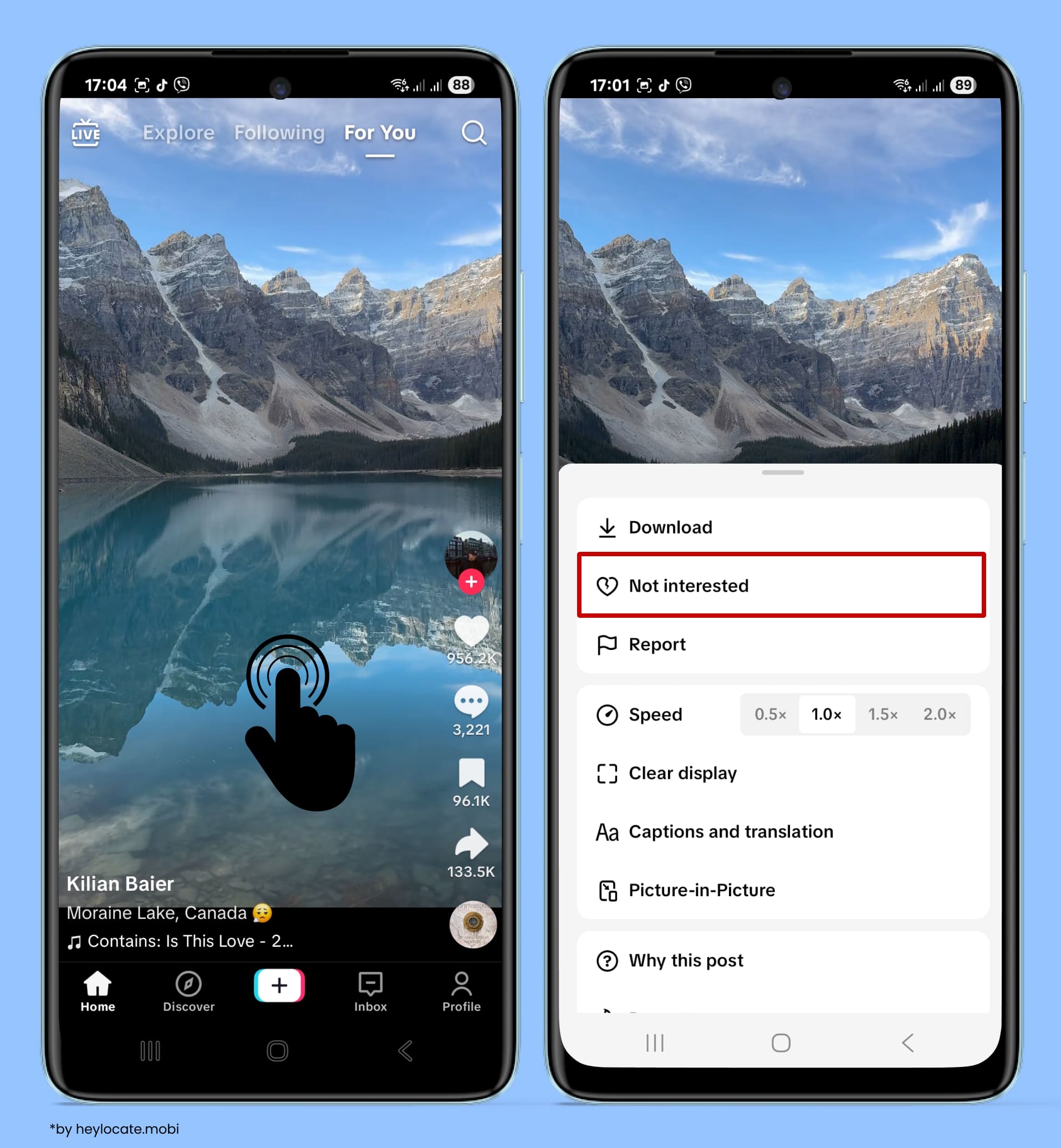 Tap and hold on the video and select Not interested.