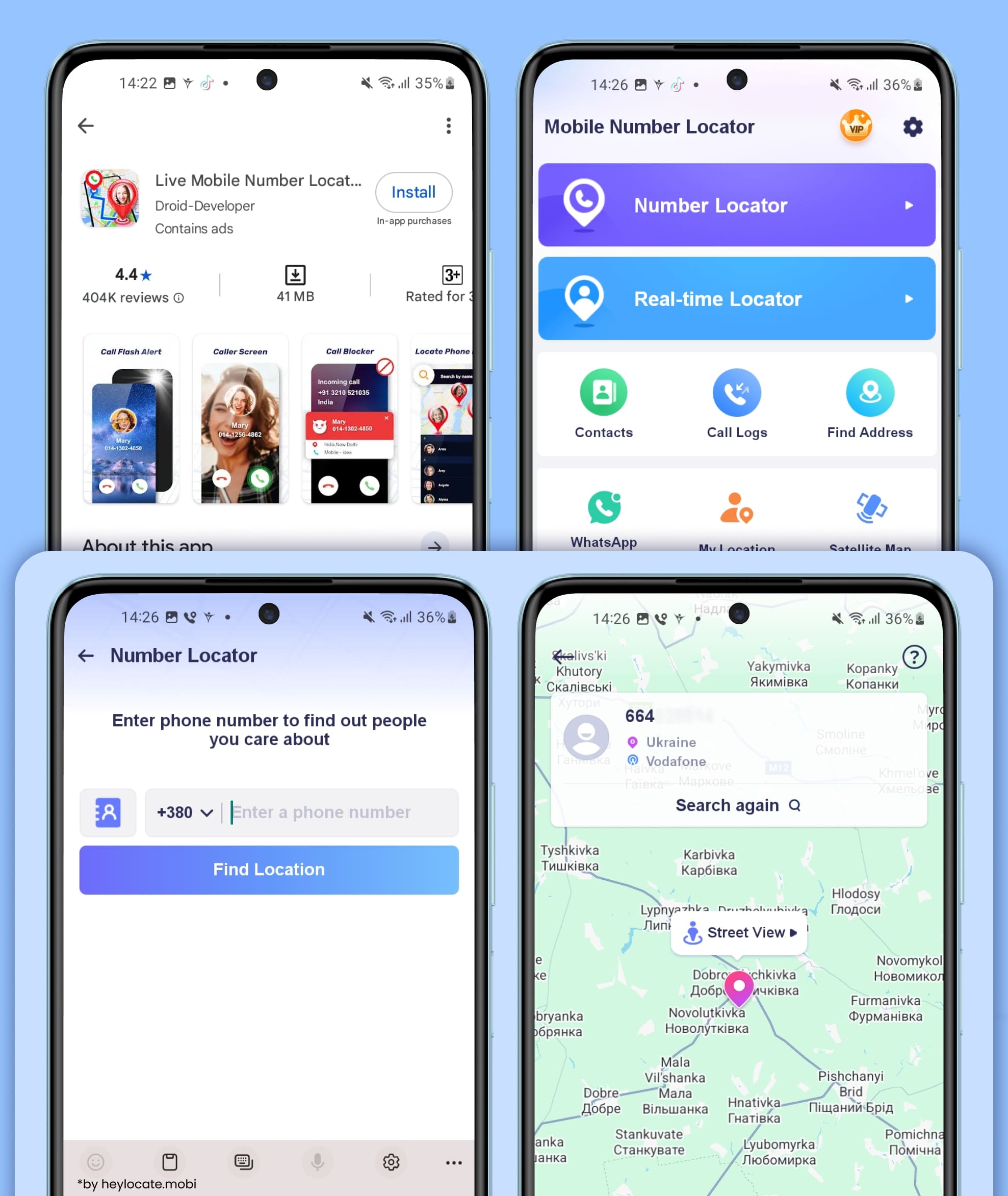 Installing the app, entering the number to search for the location, incorrect location detected.