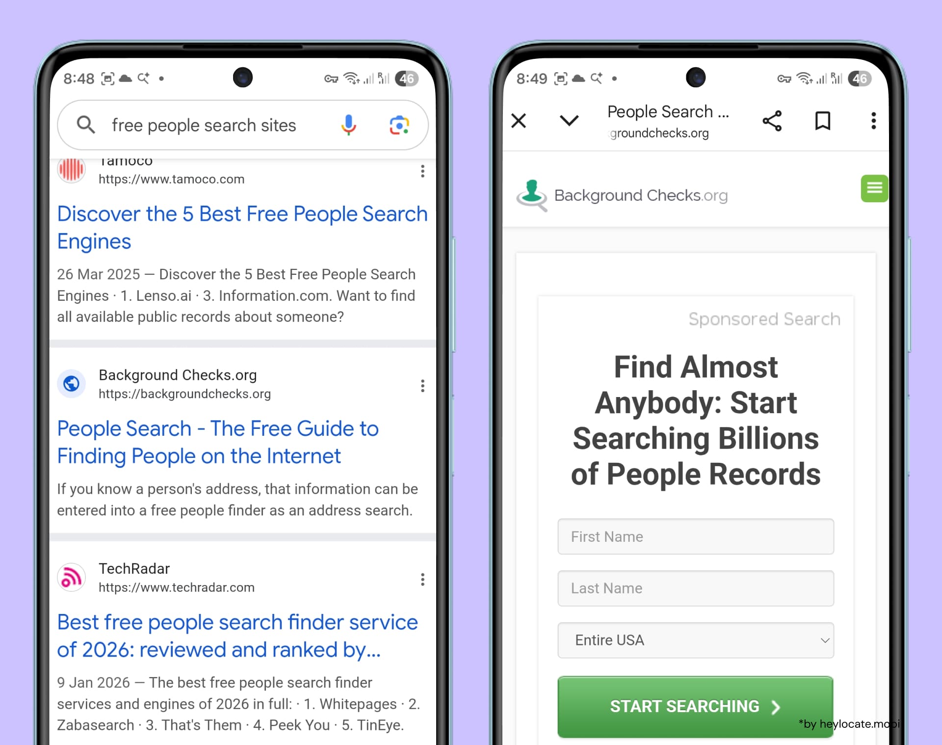 Search for the service on Google and the website's home page.