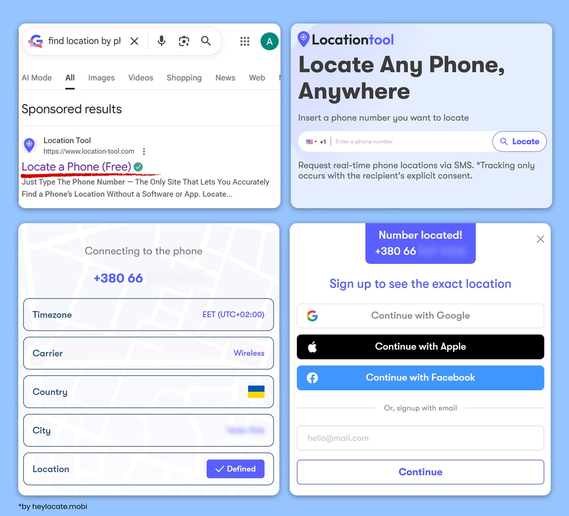 Searching for information by phone number and no free results.