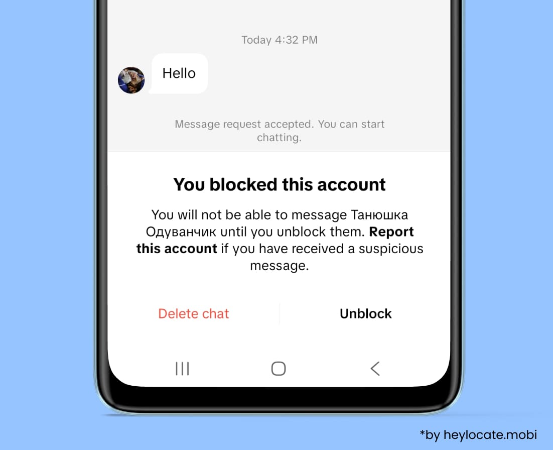 Enter the chat with the target user and click Unblock.