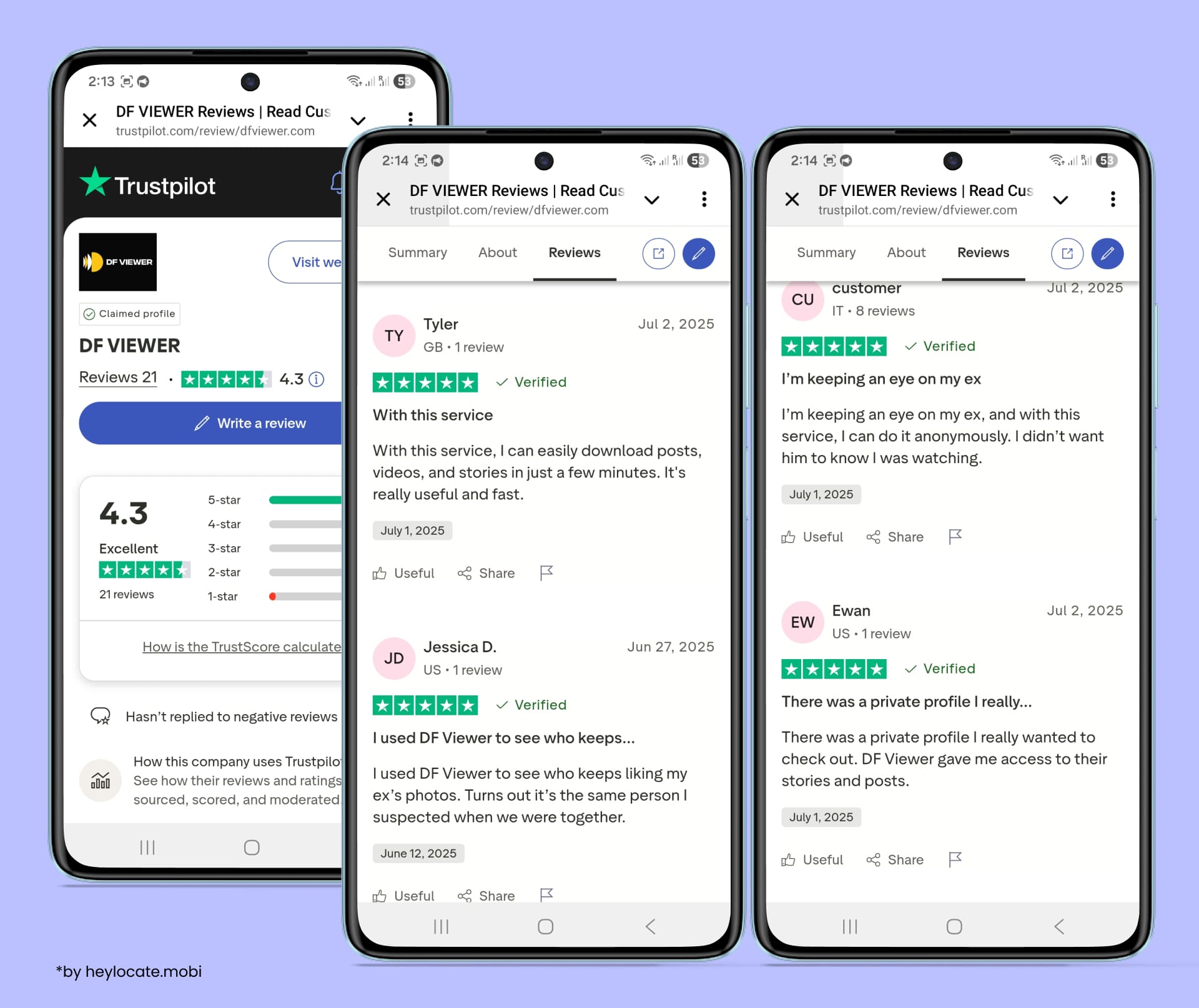 The service rating is slightly above 4 out of 5, and the screenshots show good reviews.
